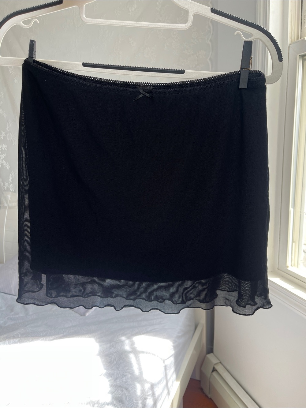 brandy melville mini mesh slip skirt in black